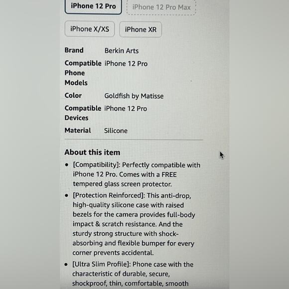 BERKIN ARTS compatible iPhone 12Pro Case Silicone Cover Screen Protector - Picture 12 of 15